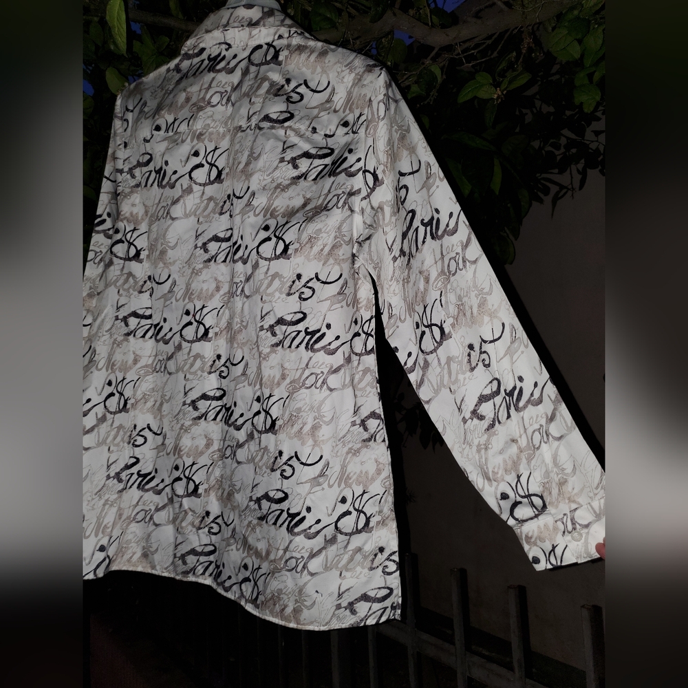 Chico's White and Black Button Down Shirt - Picture 6 of 6